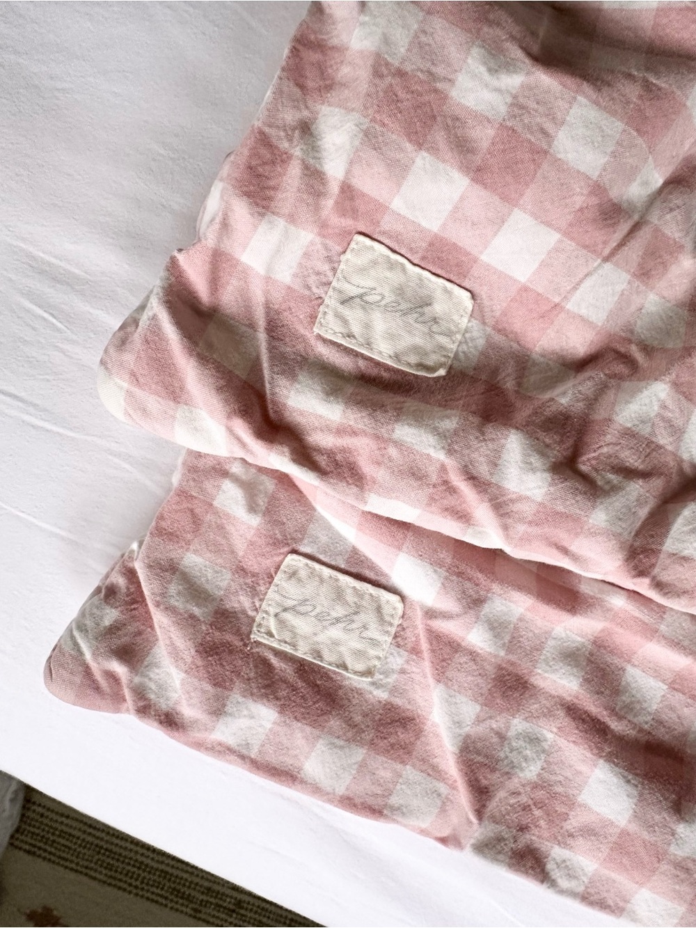 Set of 2 Pehr Check Mate Toddler Blanket - Pink & White Gingham - Picture 2 of 10